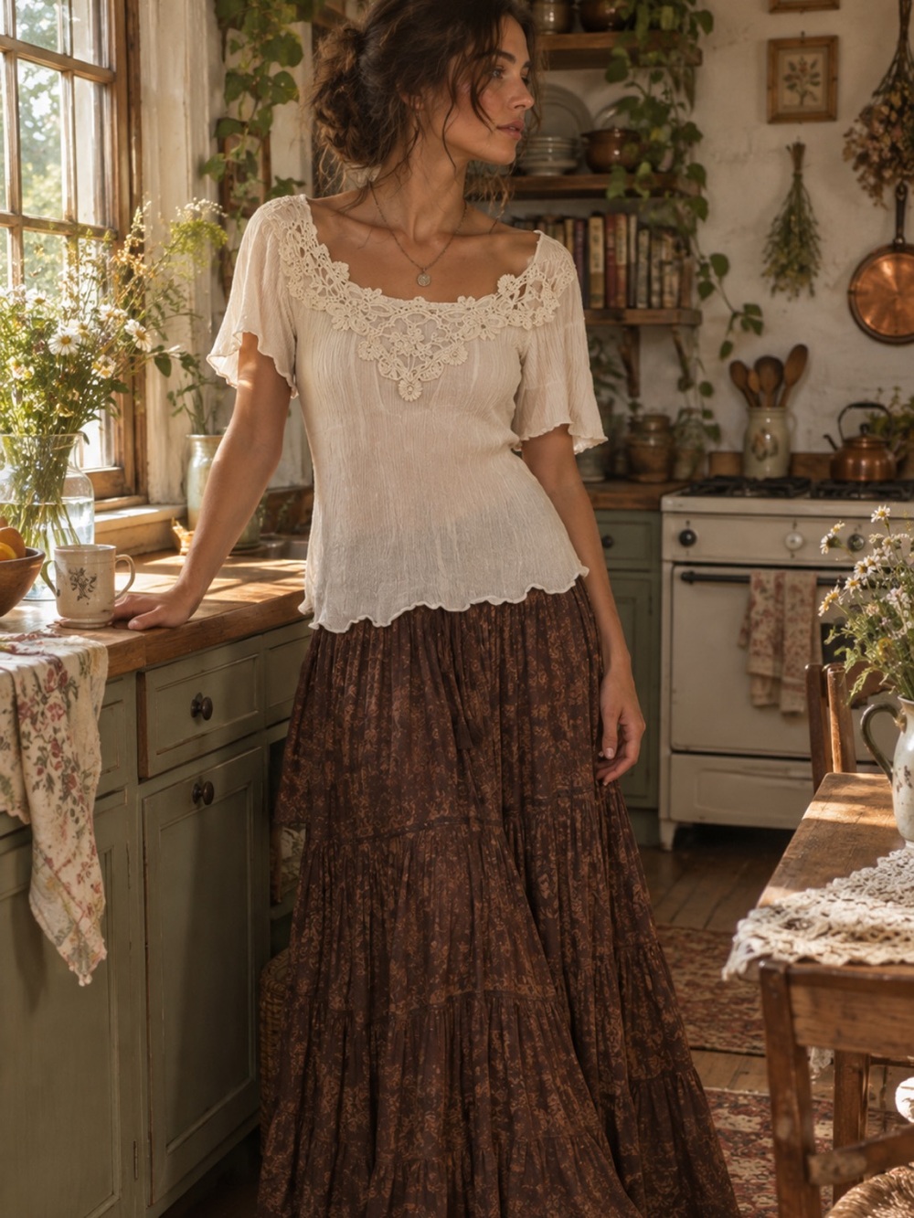 Caution To The Wind White Lace-Trim Top